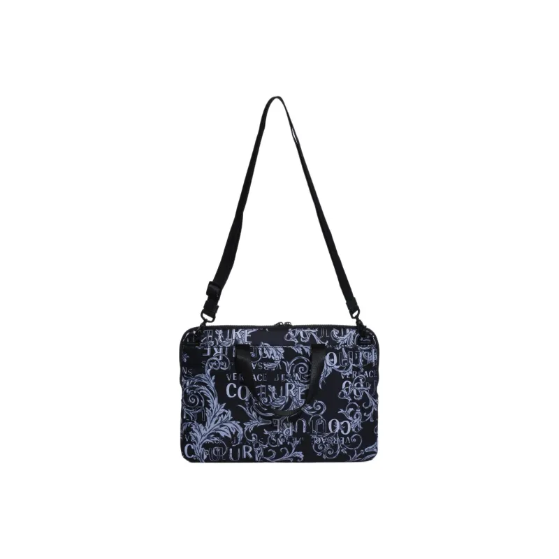 VERSACE JEANS COUTURE Canvas Laptop Bag, Shoulder Bag, Crossbody Bag, Handbag Regular Unisex Black-2