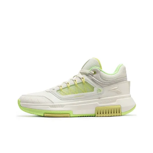 361° Tackle Basketball Shoes Men Low-Top Feather White/Lemon Green