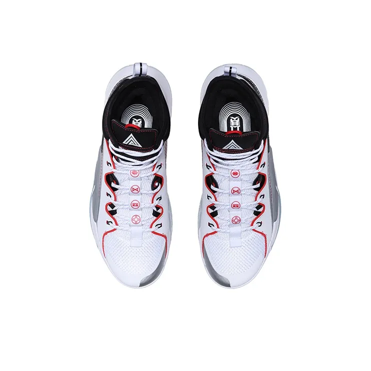 LiNing Power 7 Premium Cushioning, Slip Resistant, Abrasion Resistant Support High Top Basketball Shoes Men's White-3