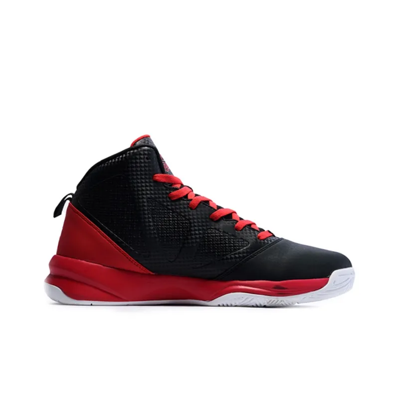 PEAK Shock Absorbers Slip Resistant, Abrasion Resistant, Breathable Mid Top Basketball Shoes Men's Black Red-1