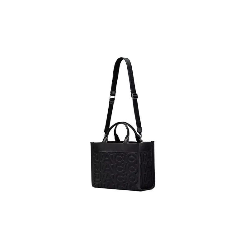 MARC JACOBS Leather Trim Tote Bag, Shopping Bag, Shoulder Bag, Crossbody Bag, Handbag Medium Size Unisex Black-3