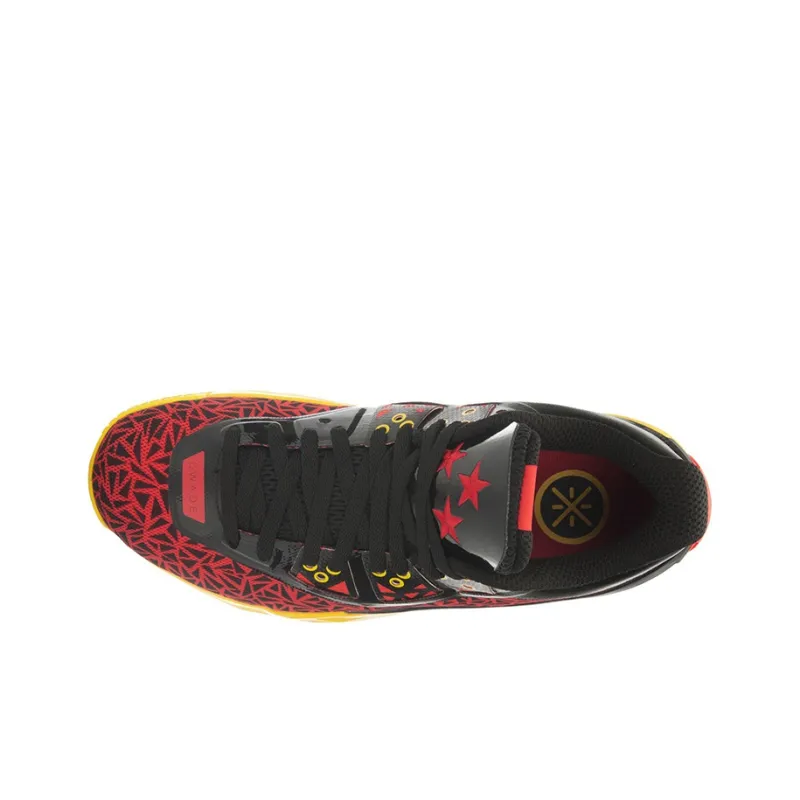 LINING WOW 4 Basketball Shoes Unisex Mid Top Red/Black/Yellow-2