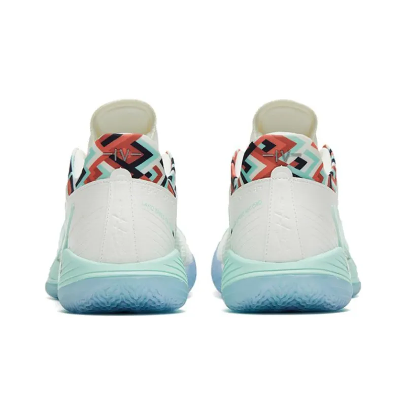 Anta Lighthearted 4 Crazy 4 Dragon Rising Anti Slip Wear Resistant Low Top Basketball Shoes Men's White Mint Green-3