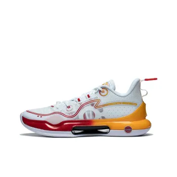 LINING Evolution LOW Basketball Shoes Men Low Top White/Yellow/Red