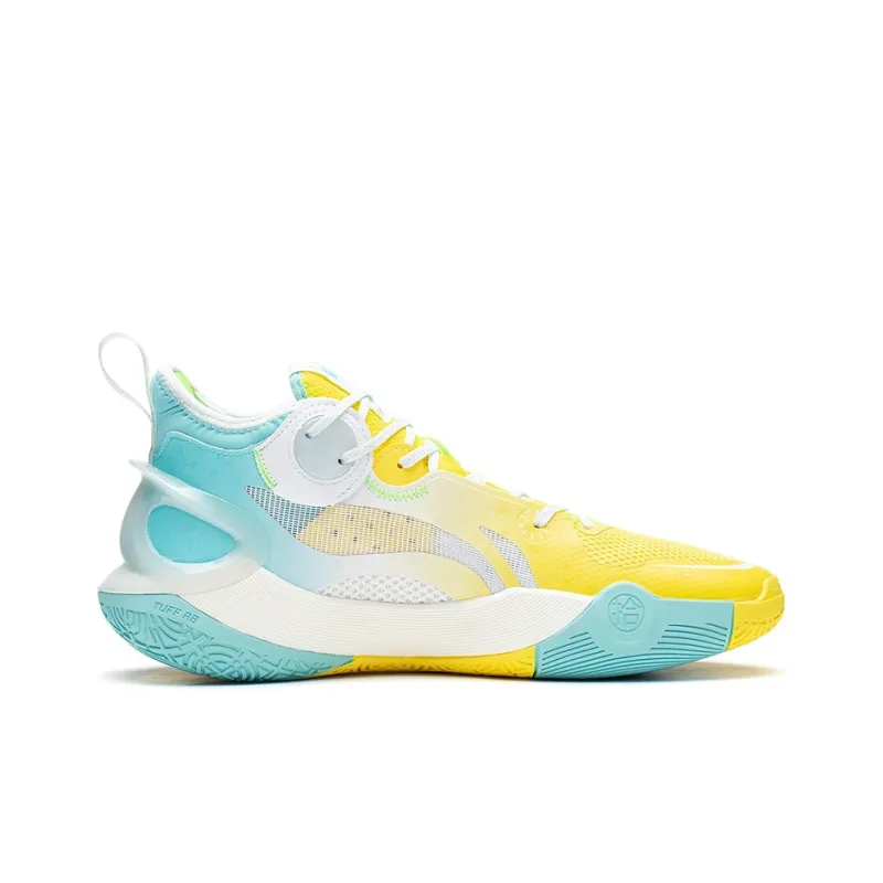 LiNing SONIC 10 Cushioning Anti-Slip And Wear-Resistant Coverage Support Mid-Top Basketball Shoes Men's Yellow Blue-1