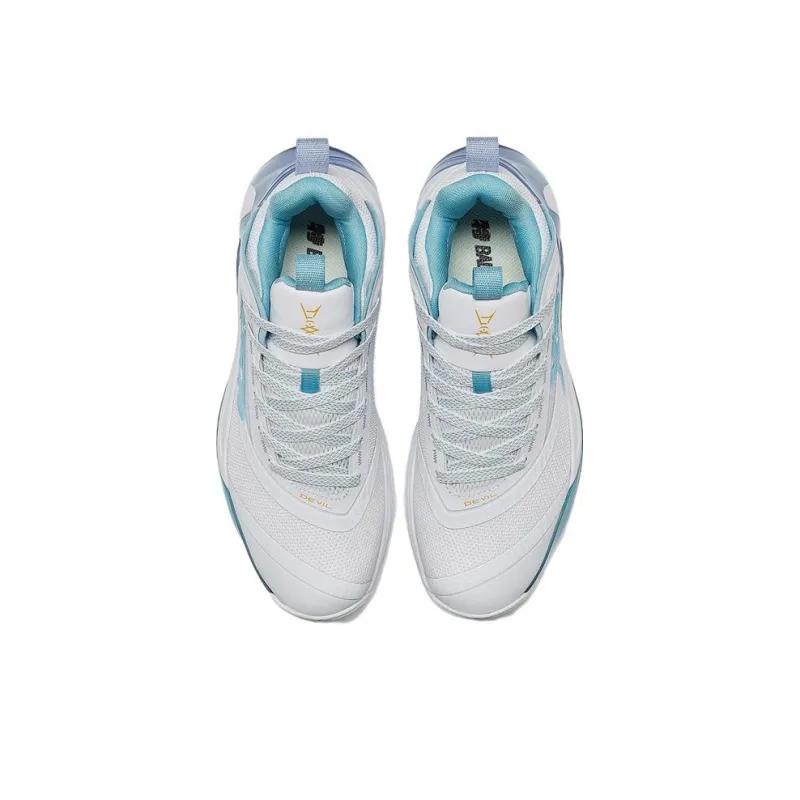 XTEP Demon 3.5 Cushioning Anti Slip And Wear Resistant Mid Top Performance Basketball Shoes Men's White Blue-2