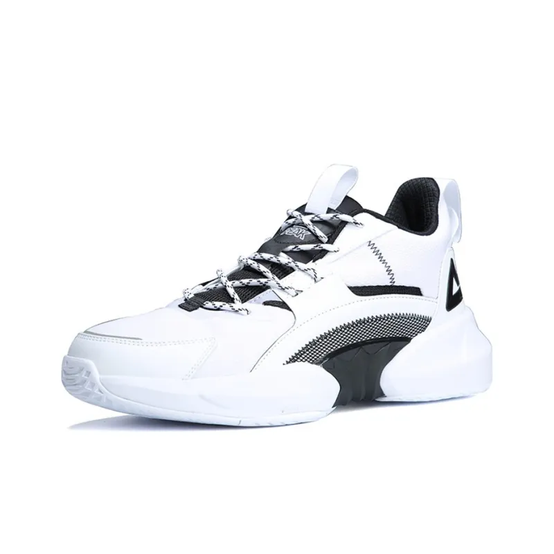PEAK Cushioning Support Low Top Performance Basketball Shoes Men's White Black-2