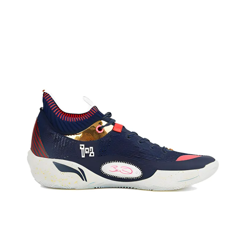 LiNing Wade 808 Ultra Cushioning Anti Slip And Wear Resistant Low Top Basketball Shoes Men's Blue Red-1