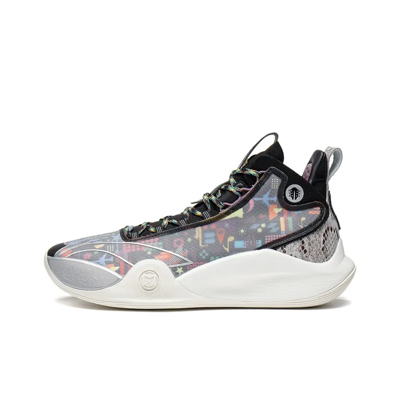 LiNing CJ-1 CJ 1 Anti-Slip And Wear-Resistant Lightweight Mid-Top Basketball Shoes Black White-0