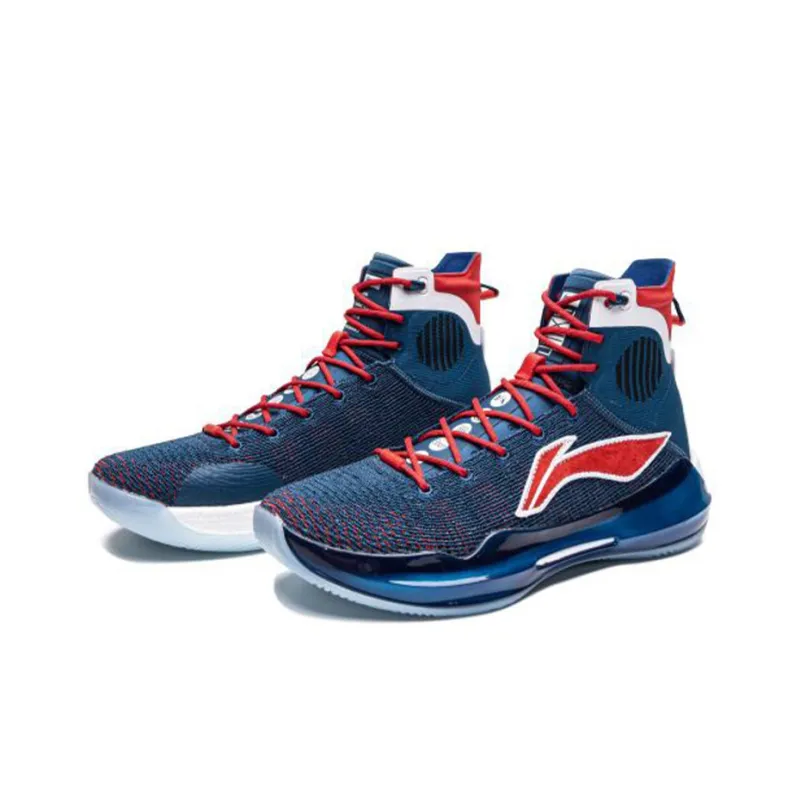LiNing YuShuai 13 Cushioning Anti Slip And Wear Resistant High Top Basketball Shoes Men Blue Red-2