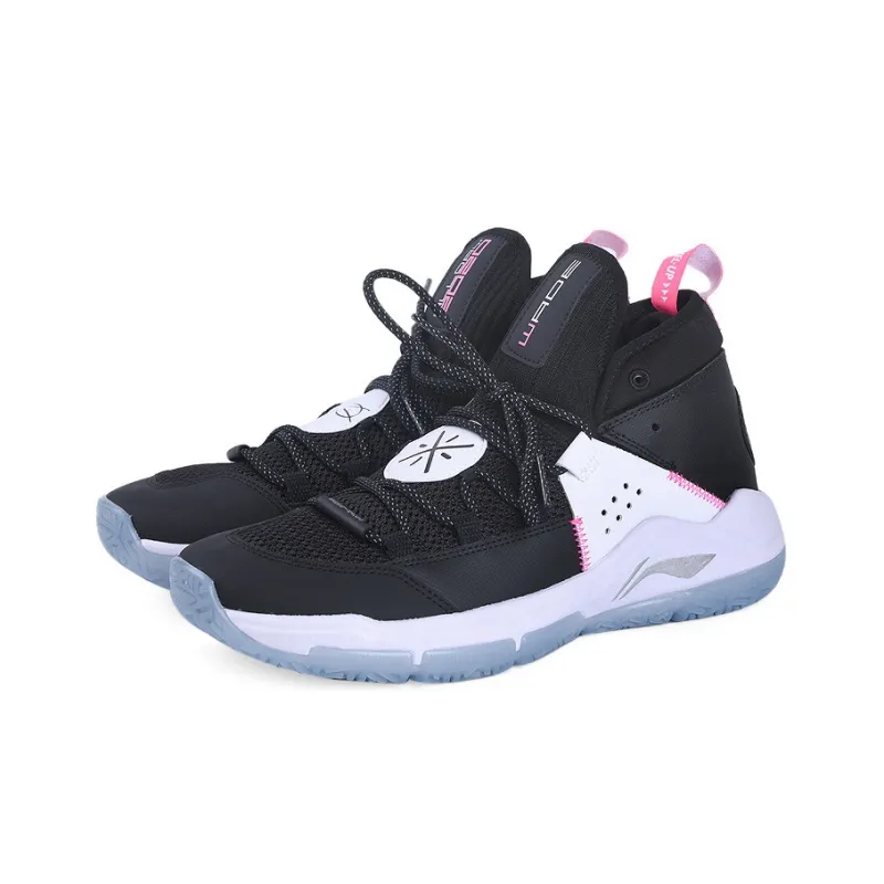 LiNing ALL DAY 5 Way Of Wade Abrasion Resistant Breathable Mid Top Basketball Shoes Men's Black White-2