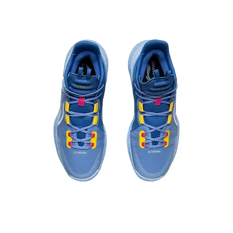 LiNing Combat Low Slip-Resistant Cushioning Wear-Resistant Low-Top Basketball Shoes Blue Yellow-3