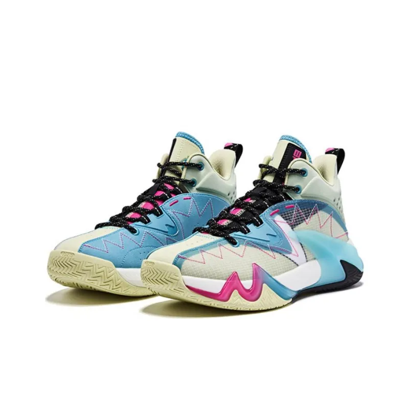 QIAODAN Poisonous Fangs 1.0 Basketball Shoes Men Mid Top White/Blue-2