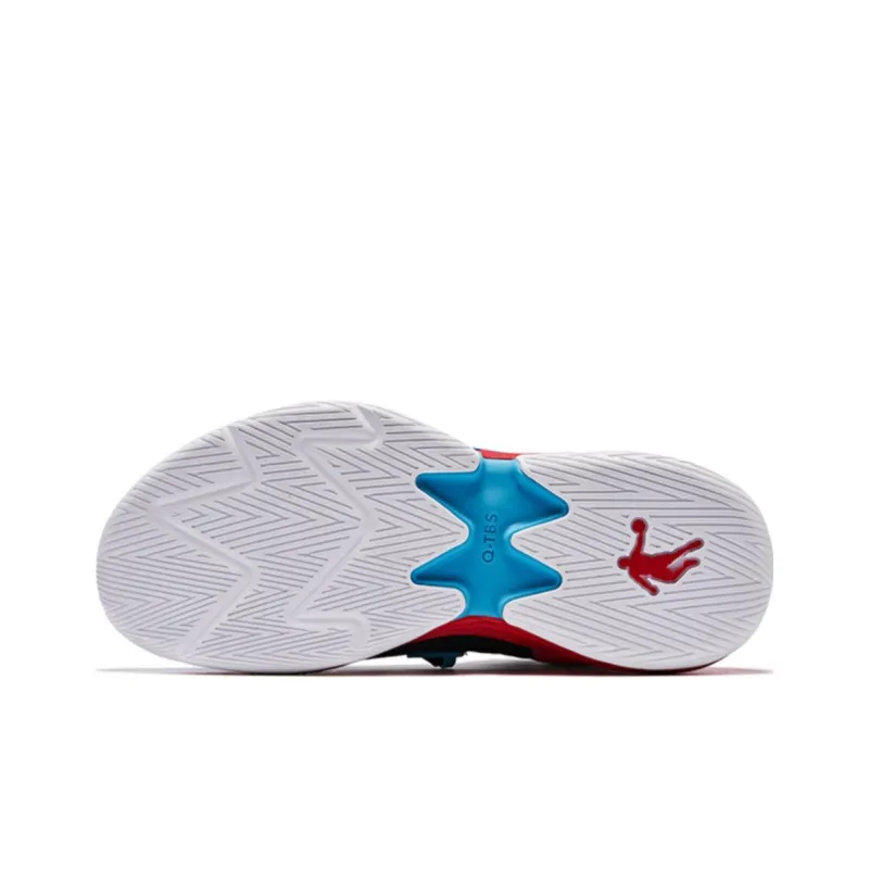 QIAODAN Broken Shadow 2 Cushioning Anti Slip And Wear Resistant Mid Top Basketball Shoes Men's Black Blue Red-6
