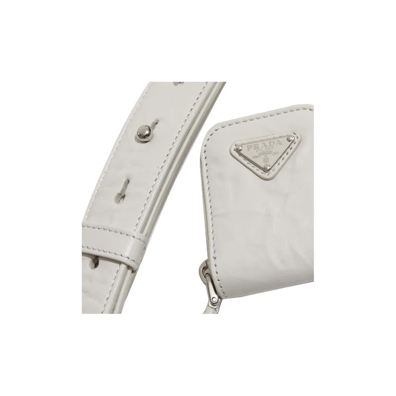 PRADA Leather Shoulder Bag, Crossbody Bag, Handbag Regular Women's White-6