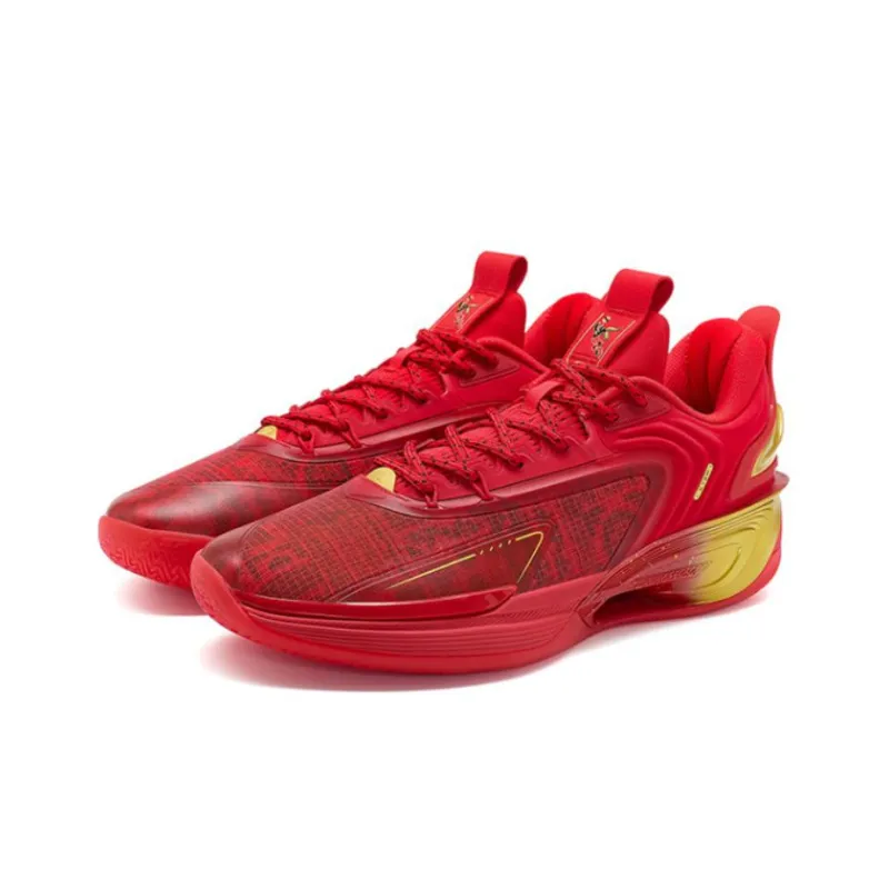 XTEP Levitation 7 Slip-Resistant Cushioning Abrasion-Resistant Low-Top Basketball Shoes Transcend Red-1