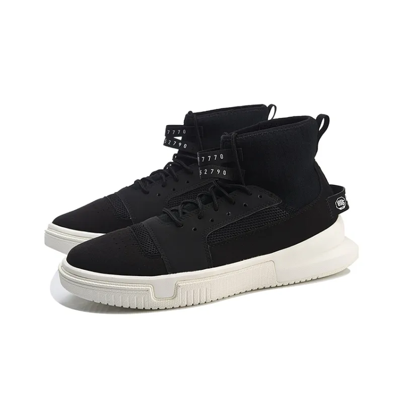 LiNing Bad Five Shock Absorbers High Top Performance Basketball Shoes Unisex Black White-2