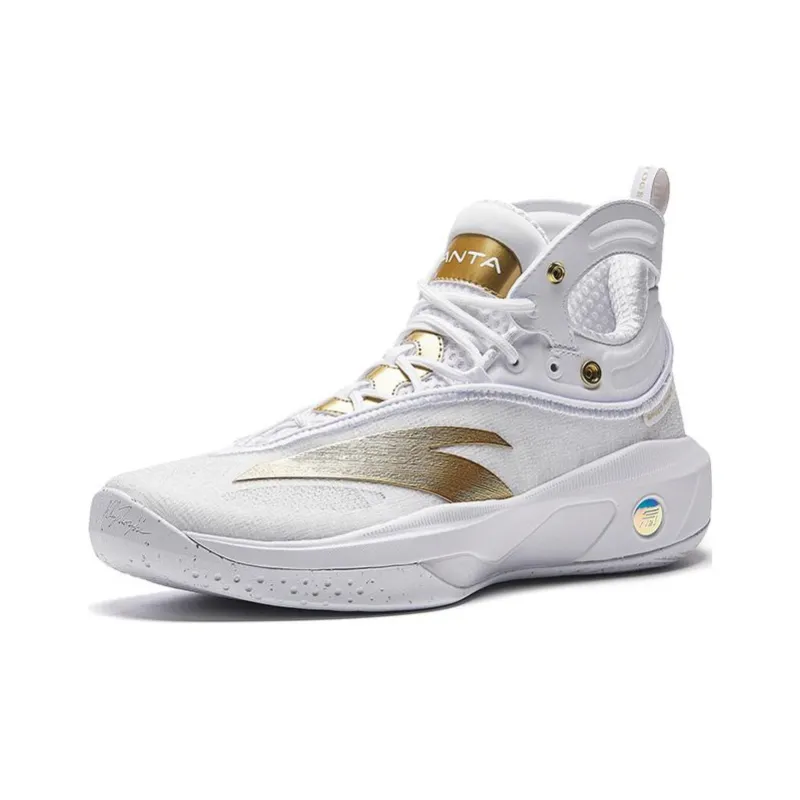 Anta KT8 KT 8 Anti Slip Wear Resistant High Top Nitrogen Technology Basketball Shoes Men's White Gold-2