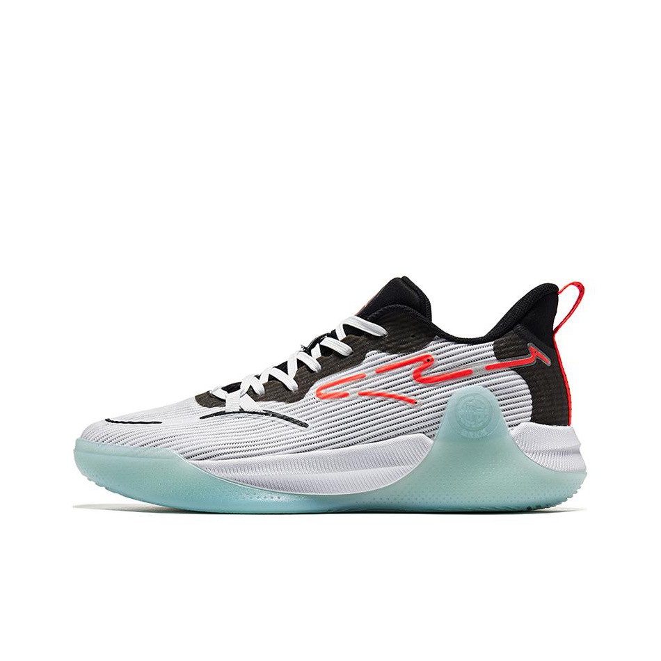 Erke Basketball Shoes Men Low-Top White Black/Cyan - POIZON