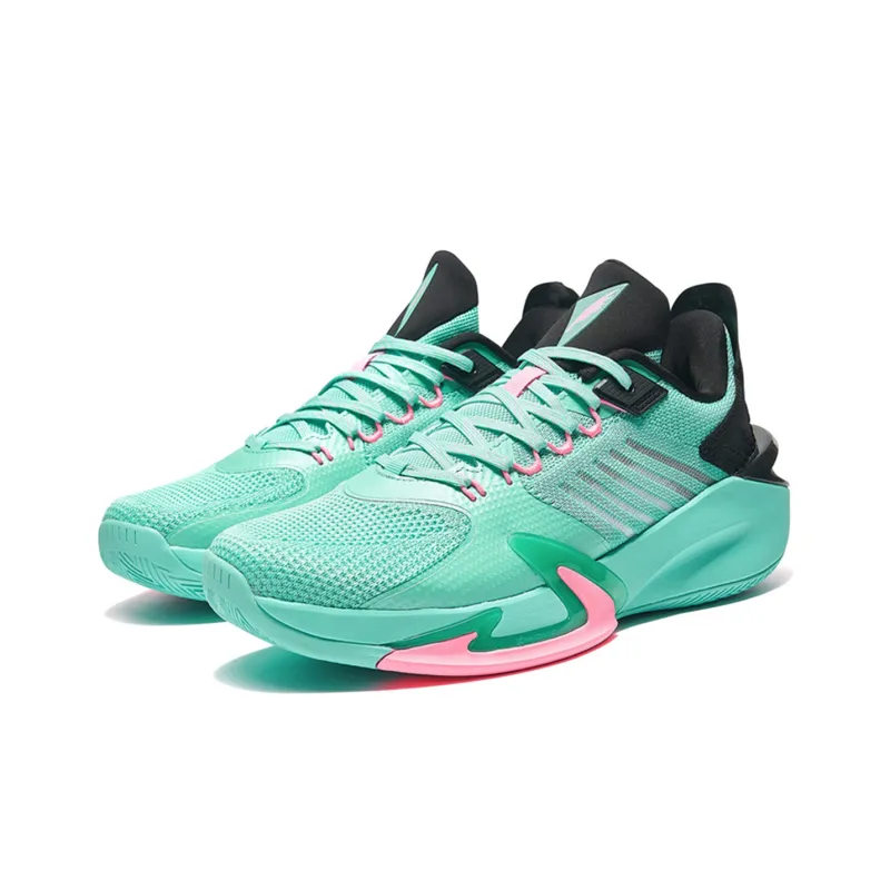 XTEP Light Feather 2nd Anti Slip Wear Resistant Low Top Basketball Shoes Men's Green Black-2
