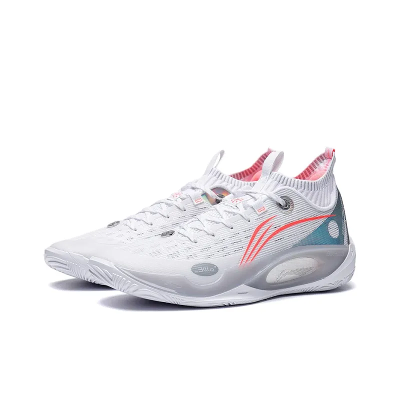 LiNing 808 2 ULTRA Ultra Cushioning Anti-Slip And Wear-Resistant High-Top Performance Basketball Shoes White Gray Red-2