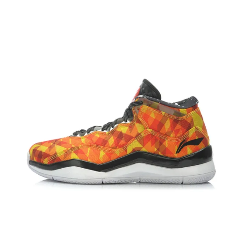 LiNing WOW 3 Non slip Lightweight Mid Top Basketball Shoes Men's Orange Yellow-0