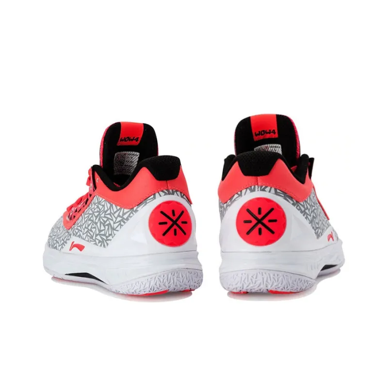 LINING WOW 4 Basketball Shoes Unisex Mid Top White/Gray/Red-3
