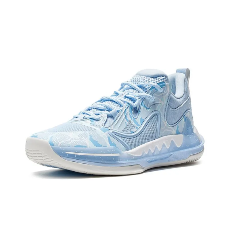 XTEP Melee 1 V2 Anti Slip And Wear Resistant Rebound Low Top Basketball Shoes Men's Carolina Blue Sail White-1