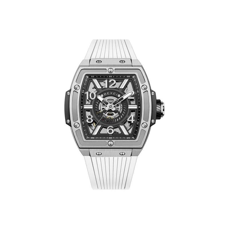 BEXEI Flying Life Series Mechanical Movement Silicone Strap Watch Men's Watches Cut-Out Dial BX9138-6