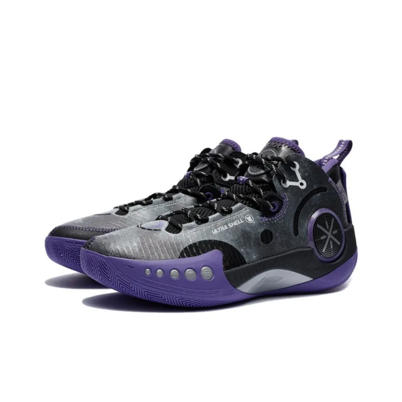 LiNing Shadow 3 Cushioning Anti Slip And Wear Resistant Low Top Performance Basketball Shoes Men's Black Purple-2