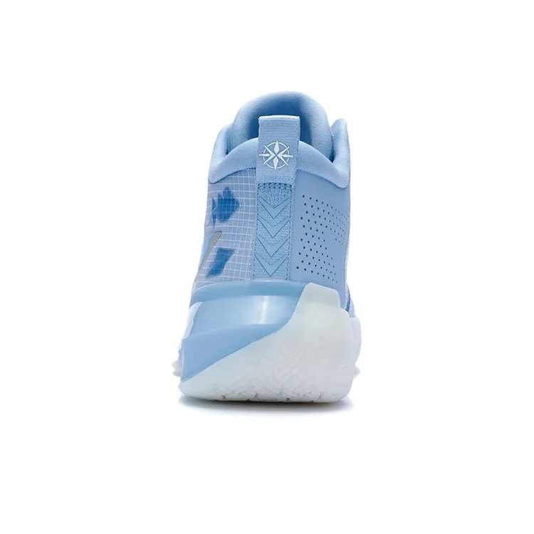 LiNing Liren 2 Cushioning Slip Resistant Coverage Support Rebound Mid Top Basketball Shoes Snow Blue-4