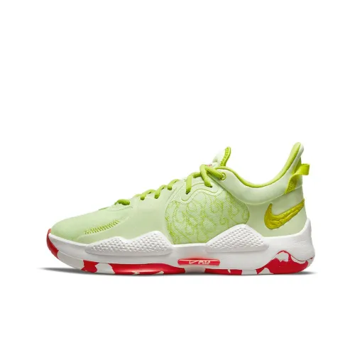 Nike PG 5 Basketball Shoes Unisex Low-Top Lemon Yellow/Red