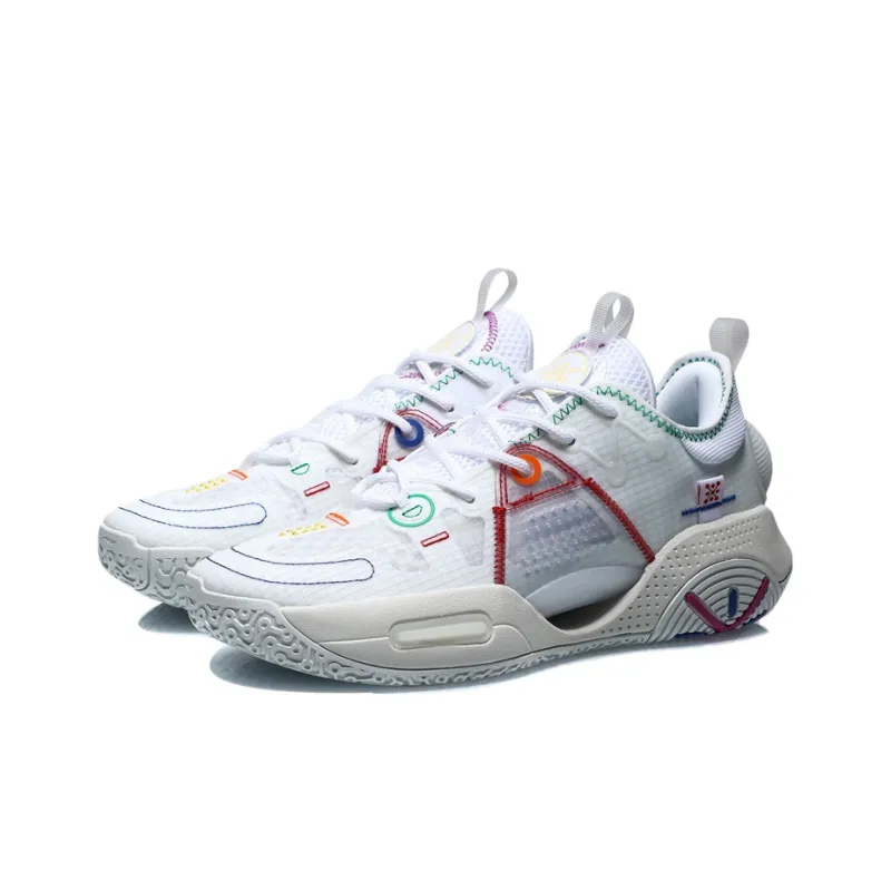 LiNing All City 9 V1.5 Anti-Slip Wear-Resistant Low-Top Basketball Shoes White-2