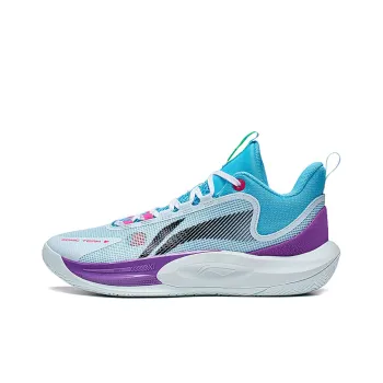 LiNing SONIC Team Slip Resistant Support Rebound Low Top Basketball Shoes Men's Blue Purple