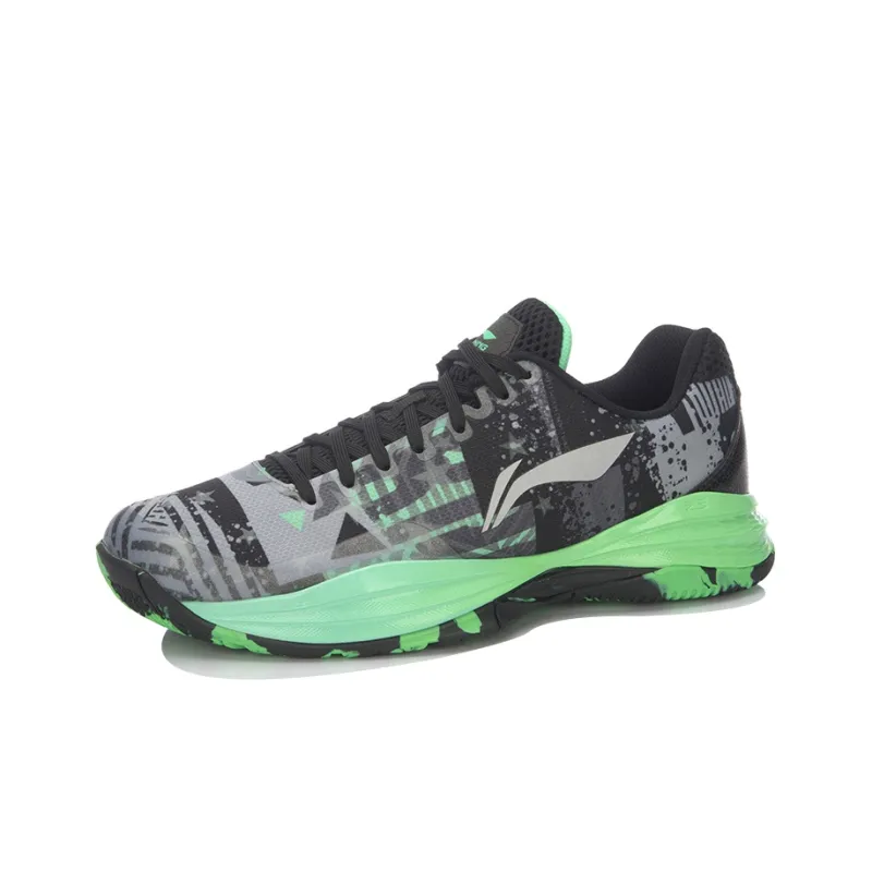 LiNing Night Stalker Cushioning Breathable Low Top Basketball Shoes Men's Green Gray Black-2