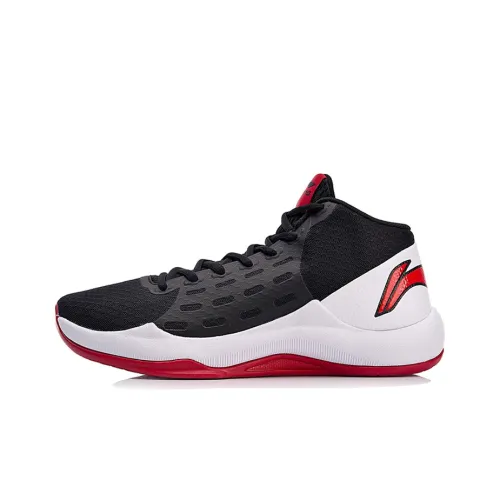 LiNing Sonic Cushioning Mid-Top Basketball Shoes Men's Black Red