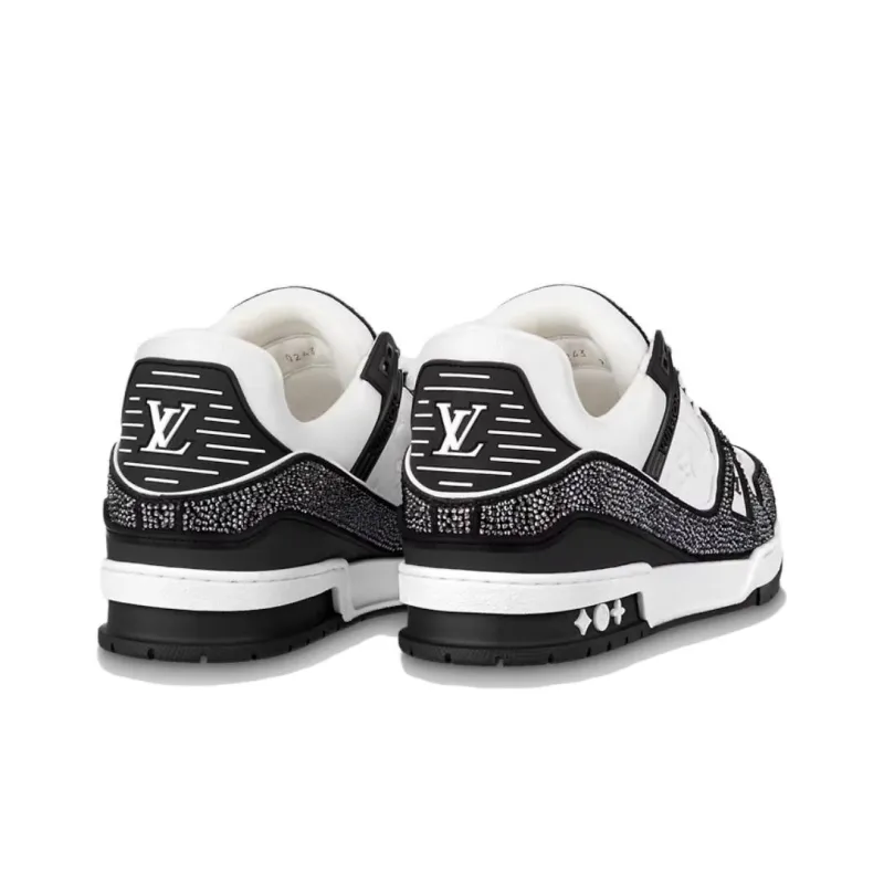LOUIS VUITTON Lv Trainer Sneakers 'Black White Rhinestones'-3