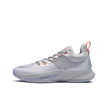 361° Restraint 3 Basketball Shoes Men Low Top Silver White/Vermilion Orange