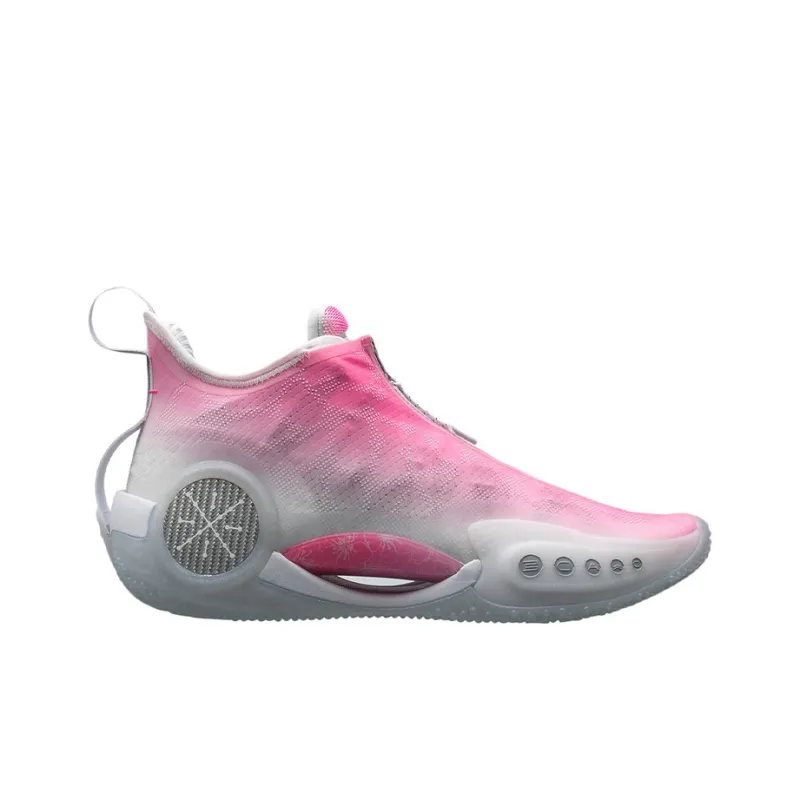 LINING WOW 9 Basketball Shoes Men Low Top Neon Glow Pink/Standard White-1