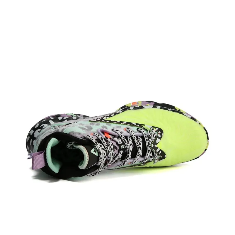 PEAK Basketball Shoes Men Mid Top Black Green-2
