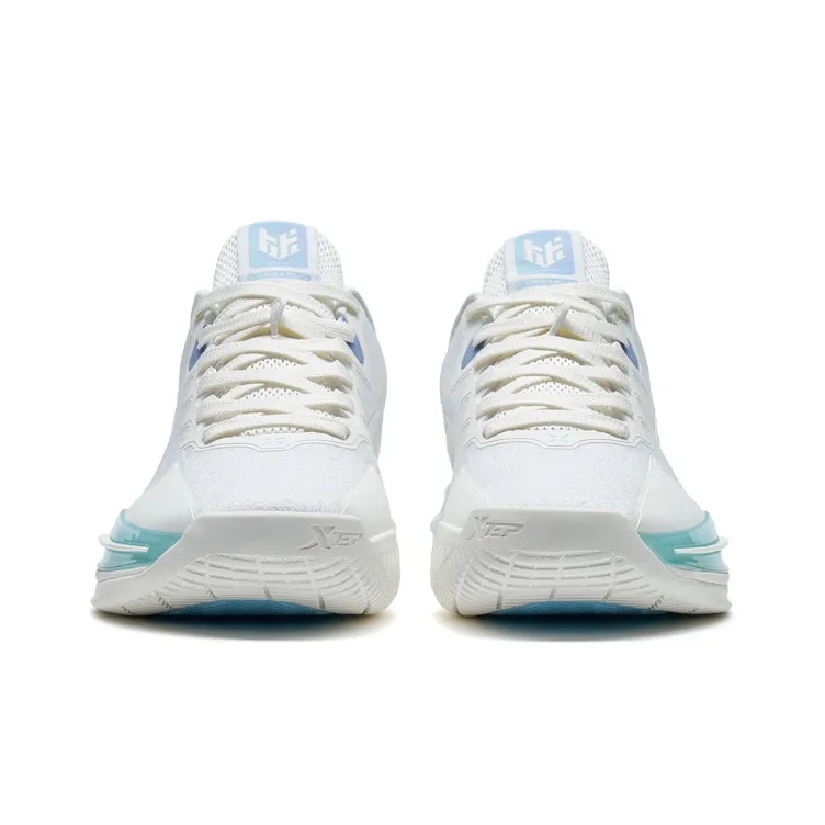XTEP Melee 1 Cushioning Anti Slip And Wear Resistant Low Top Basketball Shoes Men's White Blue-3