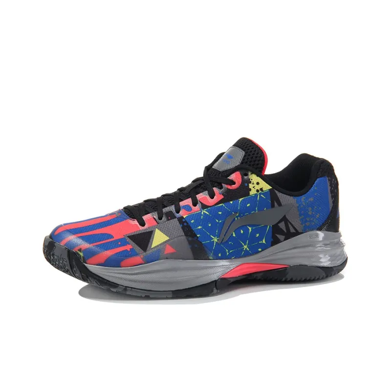LINING Night Stalker Basketball Shoes Men Low Top Gray/Blue/Red-2