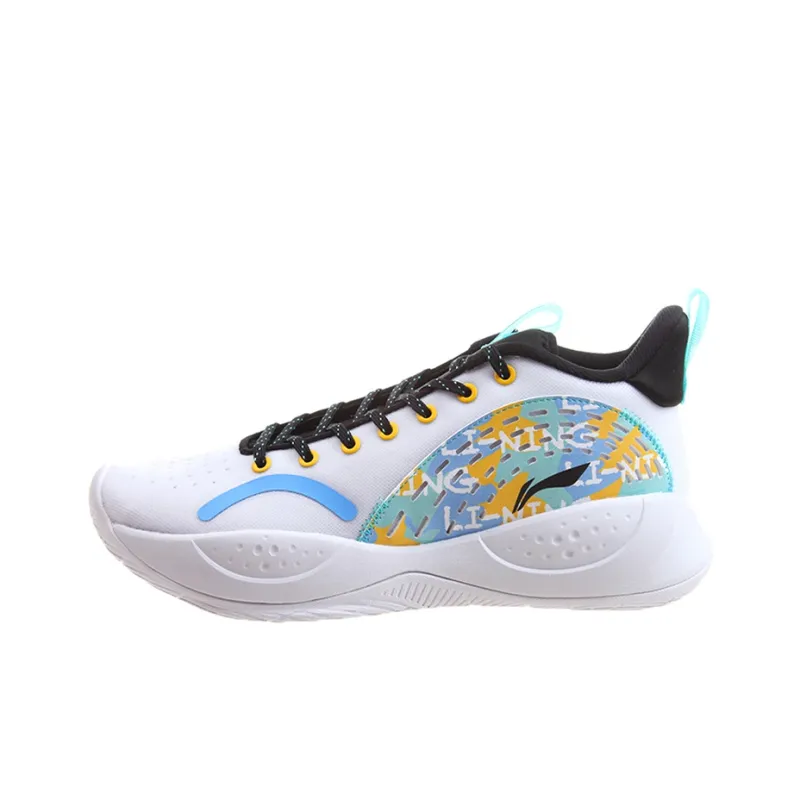 LiNing Cushioning, Slip Resistant, Abrasion Resistant, Coverage, Support Low Top Basketball Shoes Men's White-0