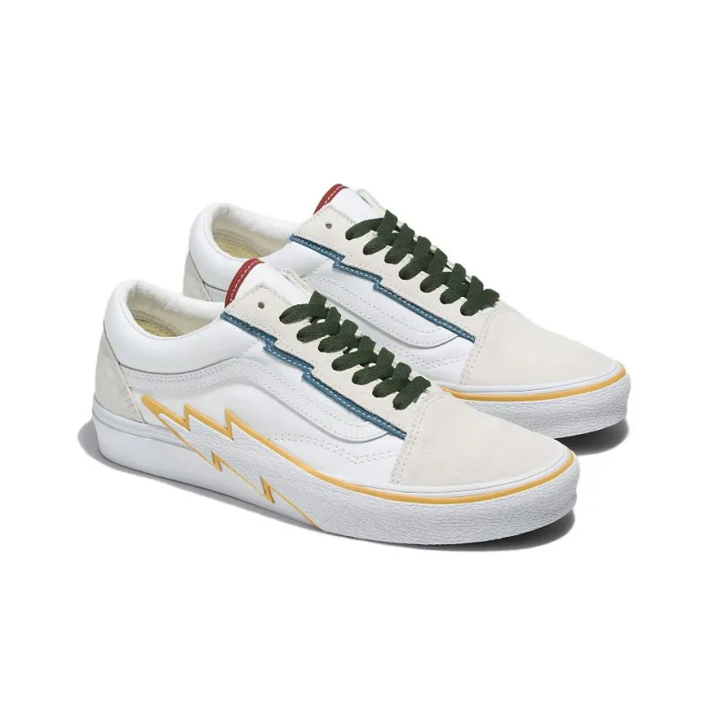 Vans Old Skool Bolt Non-slip Lightweight Low-Top Skateboard Shoes Unisex White Yellow-2
