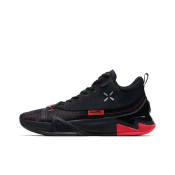 XTEP Shark1.0 Cushioning Anti Slip Wear Resistant Breathability High Top Basketball Shoes Black Red