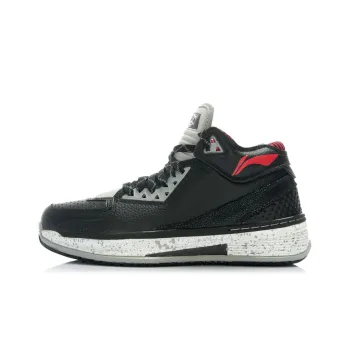 LiNing WOW 2 Slip Resistant, Abrasion Resistant, Rebound Resistant Mid Top Basketball Shoes Men's Black Gray White