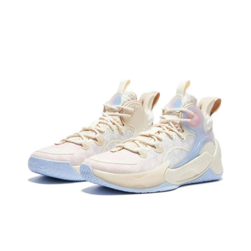 QIAODAN Busters 3Elite Durable Breathable High Top Basketball Shoes Men's Vanilla Yellow Union Blue-2