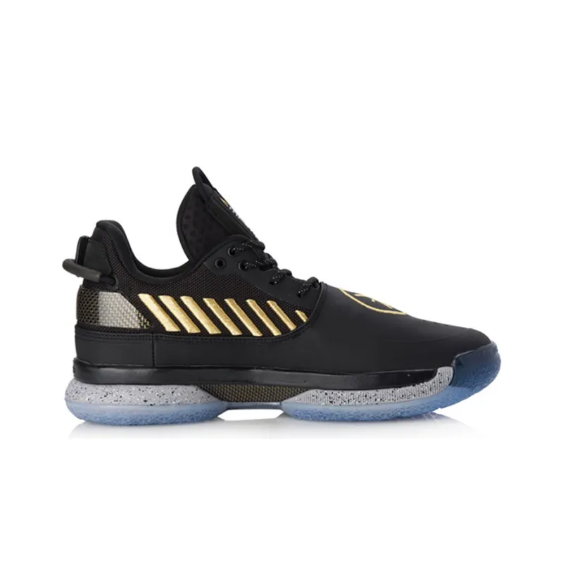 LiNing WOW 7 Anti Slip Wear Resistant Low Top Basketball Shoes Men's Black Gold-1