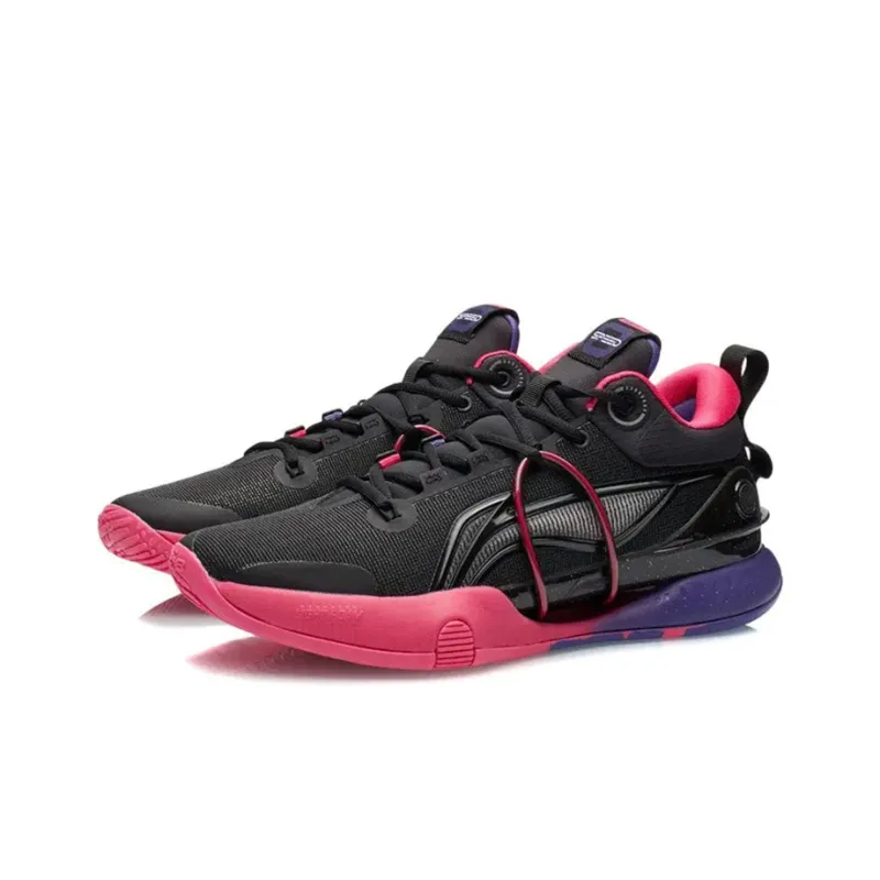 LINING Speed 8 Basketball Shoes Men Low Top Black/Pink/Purple-2