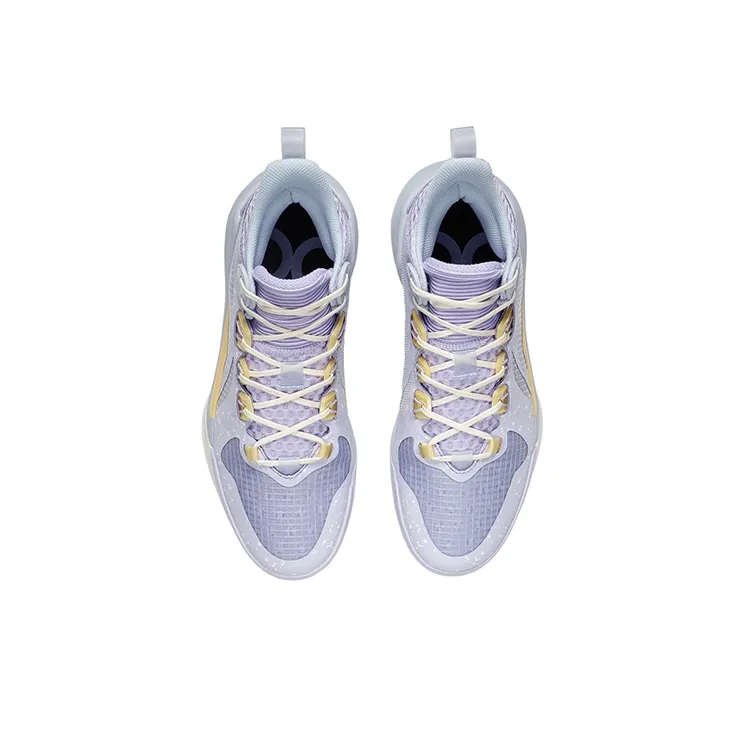 LiNing Sonic 10 Team Cushioning Anti-Slip And Wear-Resistant Coverage Support Mid-Top Basketball Shoes Purple Yellow-3